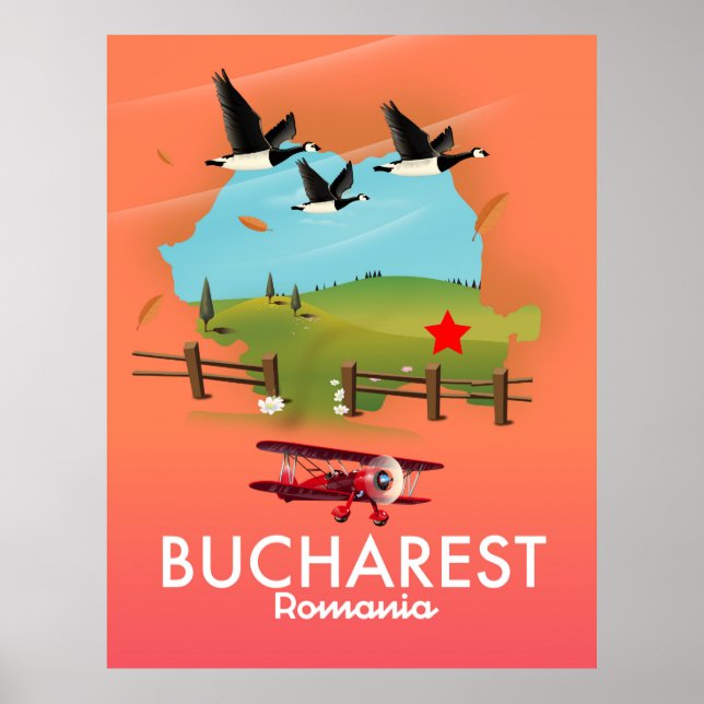 Bukarests Rumänien karta Poster (Framsidan)