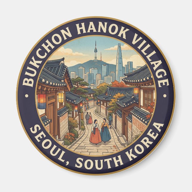 Bukchon Hanok byn, Seoul Sydkorea Magnet (Framsidan)