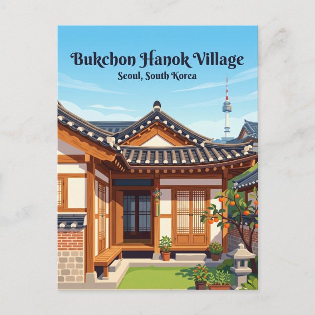 Bukchon Hanok byn Sydkorea Vykort (Framsida)