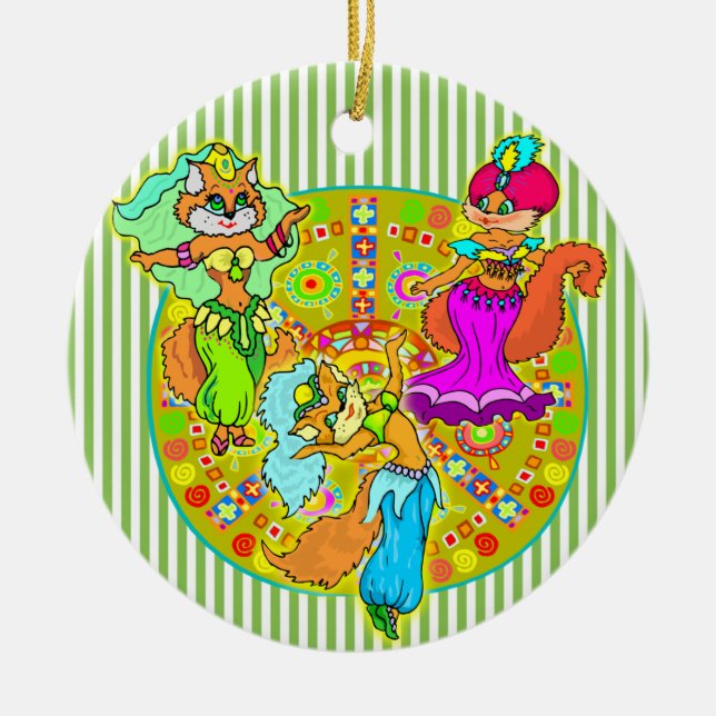 Bukdanskatter Julgransprydnad Keramik (Framsidan)
