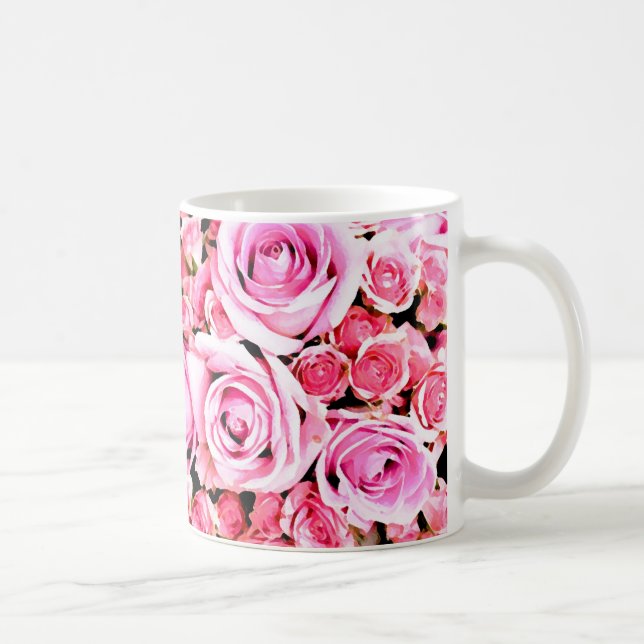 Buket med rosa rosor kaffemugg (Höger)