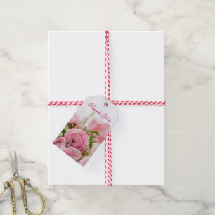 Bukett av den 60th födelsedagen för rosa ros presentetikett