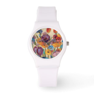 Bukett av färgrika blommor armbandsur