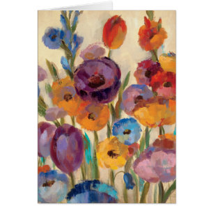Bukett av färgrika blommor hälsningskort