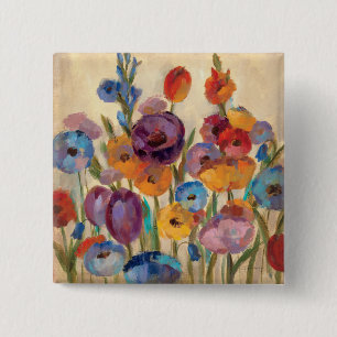 Bukett av färgrika blommor knapp