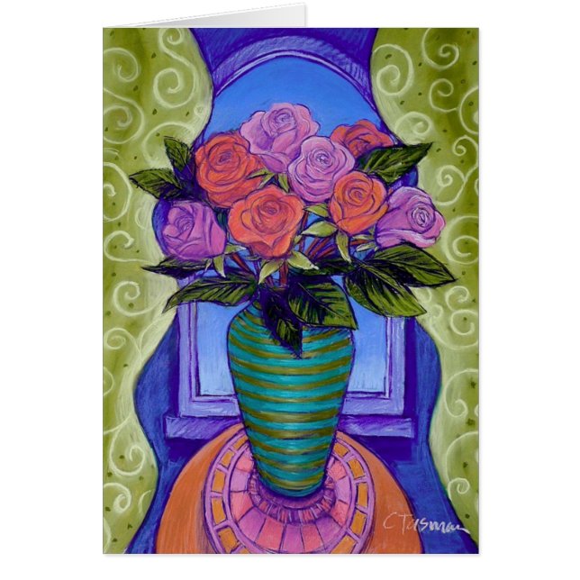 Bukett av ro hälsningskort (Framsidan)