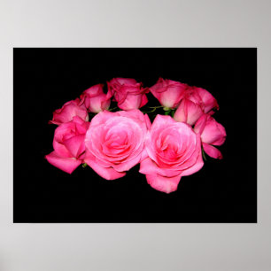 Bukett av rosa ros poster