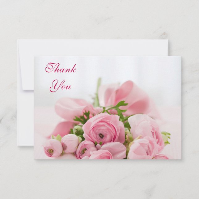 Bukett av rosa rostack tack kort (Framsida)