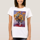 Bukett av solrosor vid Claude Monet T-shirt<br><div class="desc">Claude Monet var förtjust av målning kontrollerade natur- och "serie" målningar som ett subjekt visades i i varierande ljusa och vädervillkor.</div>