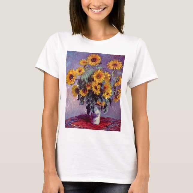 Bukett av solrosor vid Claude Monet T-shirt (Framsida)