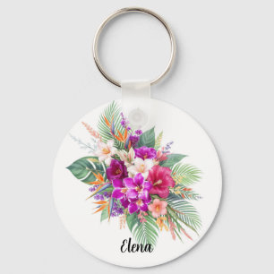 Bukett av vackra tropiska blommor nyckelring