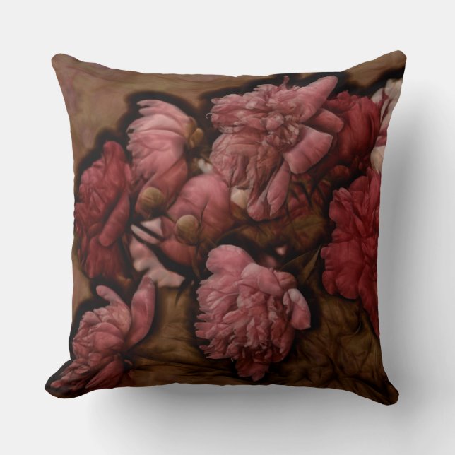 Bukett för Bordeaux pionblomma Kudde (Framsida)