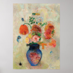Bukett i en blåttvas av Odilon Redon Poster