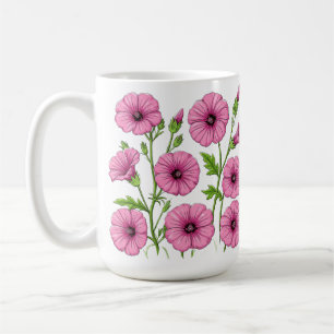 Bukett med rosa blommor kaffemugg