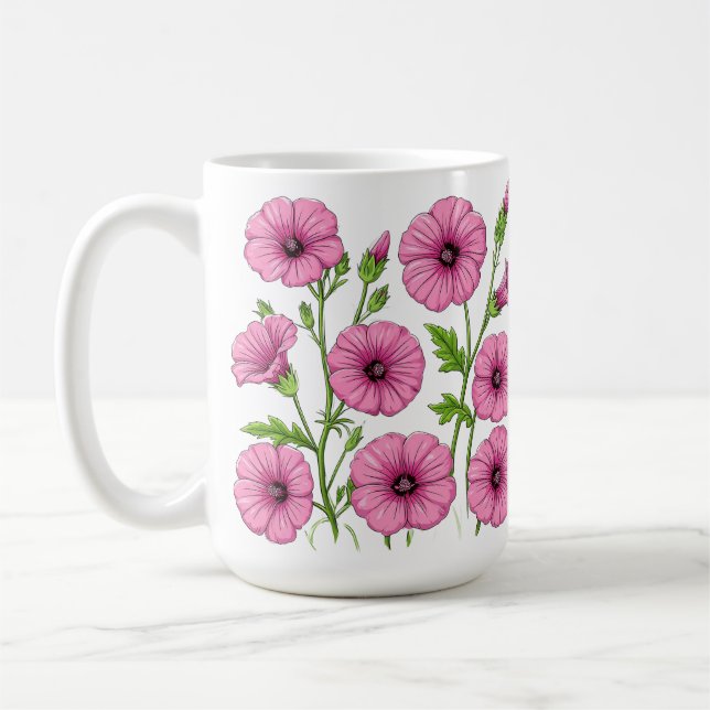 Bukett med rosa blommor kaffemugg (Vänster)