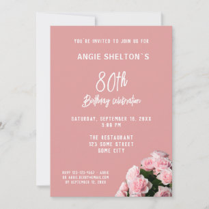 Bukett med rosa rosor 80-årsfirande blomsterfest inbjudningar