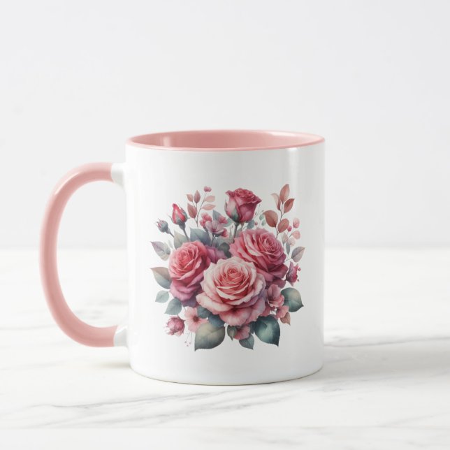 Bukett med rosor Blommigt Design-62101 Mugg (Vänster)