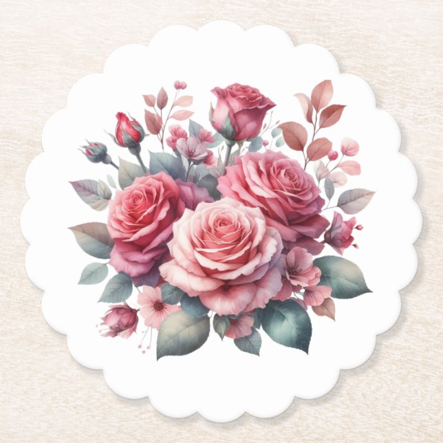 Bukett med rosor Blommigt Design-62101 Underlägg Papper (Framsida)