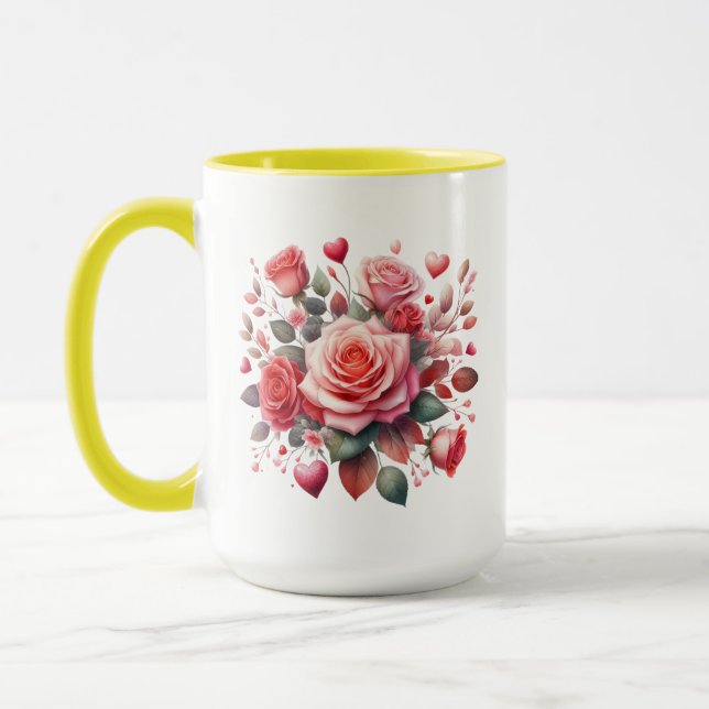 Bukett med rosor Blommigt Design-62103 Mugg (Vänster)
