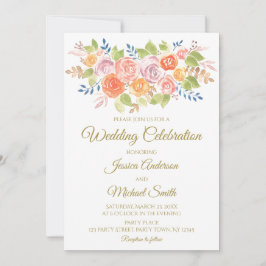 Bukett med rosor Bröllop-kort Inbjudningar