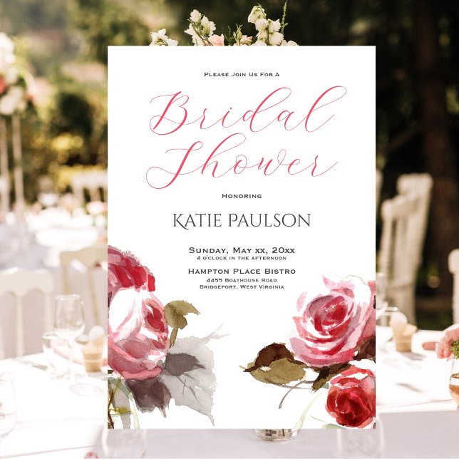 Bukett med rosor Elegant Rosa Möhippa Inbjudningar (Rose Bouquet Elegant Pink Bridal Shower Invitation)