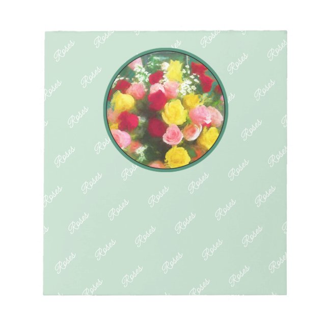 Bukett med rosor-färg - originalfärgsbild i färgen anteckningsblock (Framsida)