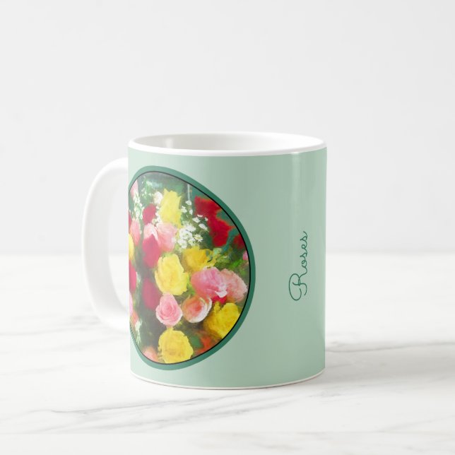 Bukett med rosor-färg - originalfärgsbild i färgen kaffemugg (Framsida vänster)