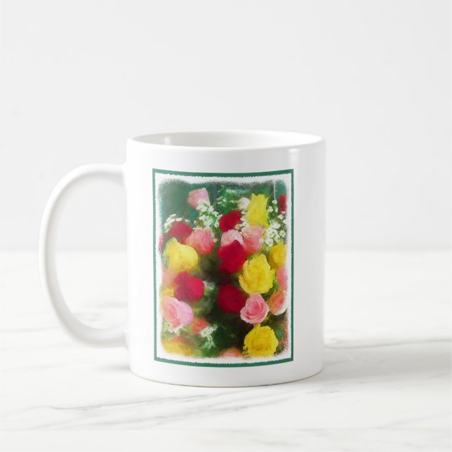 Bukett med rosor-färg - originalfärgsbild i färgen kaffemugg (Vänster)