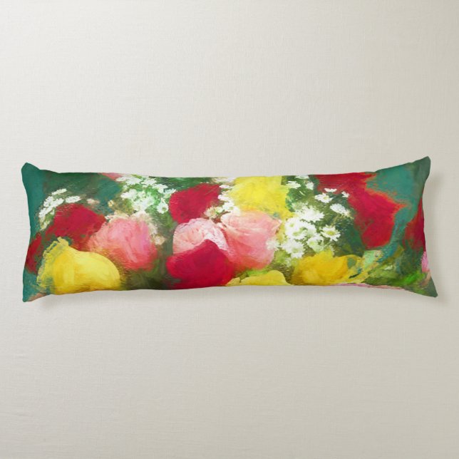 Bukett med rosor-färg - originalfärgsbild i färgen kroppskudde (Baksidan)