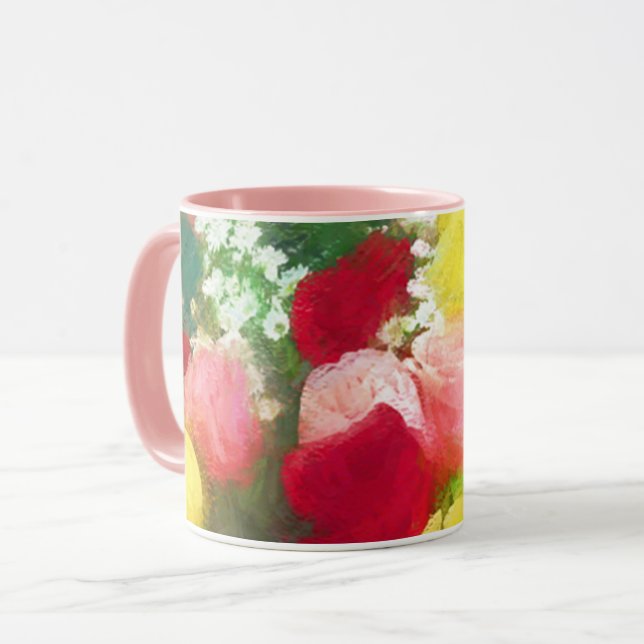 Bukett med rosor-färg - originalfärgsbild i färgen mugg (Framsida vänster)