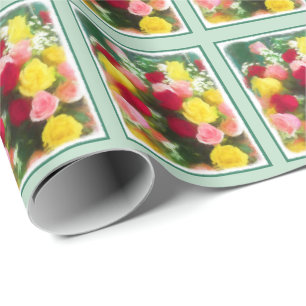 Bukett med rosor-färg - originalfärgsbild i färgen presentpapper