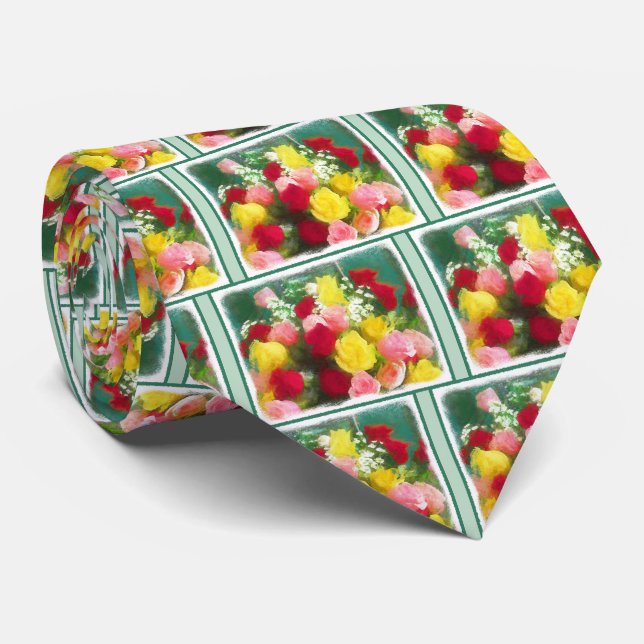 Bukett med rosor-färg - originalfärgsbild i färgen slips (Rullad)