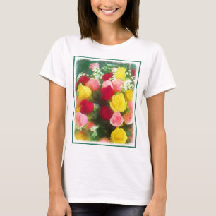Bukett med rosor-färg - originalfärgsbild i färgen t shirt