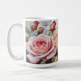 Bukett med rosor - Klassisk pastellblomma Kaffemugg
