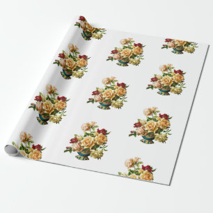 Bukett med rosor Mönster Vintage Elegant Presentpapper