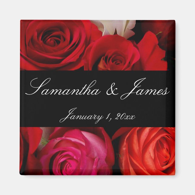 Bukett med rosor Personal Bröllop Magnet (Framsidan)