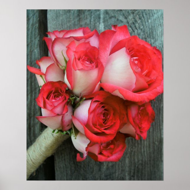 Bukett med rosor | Rustic Barn Wood Poster (Framsidan)