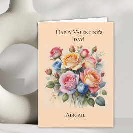 Bukett med rosor Valentinkort till henne Helgkort