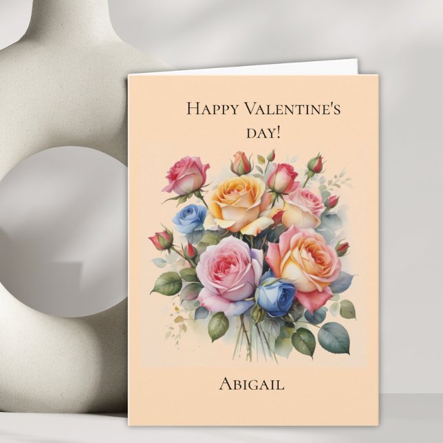 Bukett med rosor Valentinkort till henne Helgkort (Skapare uppladdad)