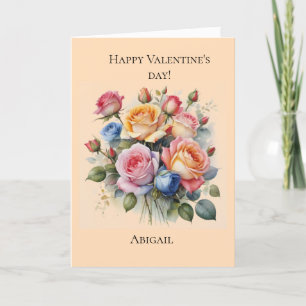 Bukett med rosor Valentinkort till henne Helgkort