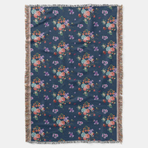 Bukett med rosorblommönster filt