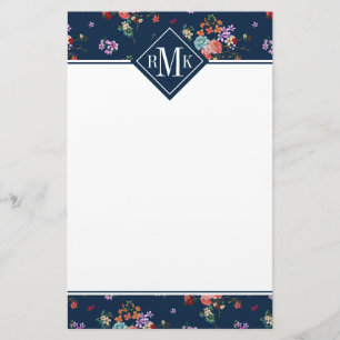 Bukett med rosorblommönster för Monogram Brevpapper
