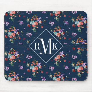 Bukett med rosorblommönster för Monogram Musmatta