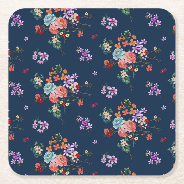 Bukett med rosorblommönster underlägg papper kvadrat (Framsidan)