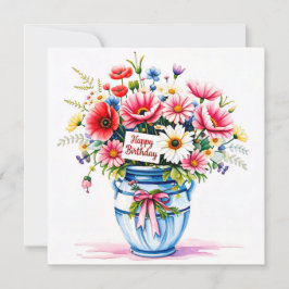 Bukett med vilda blommor. Födelsedag Julkort