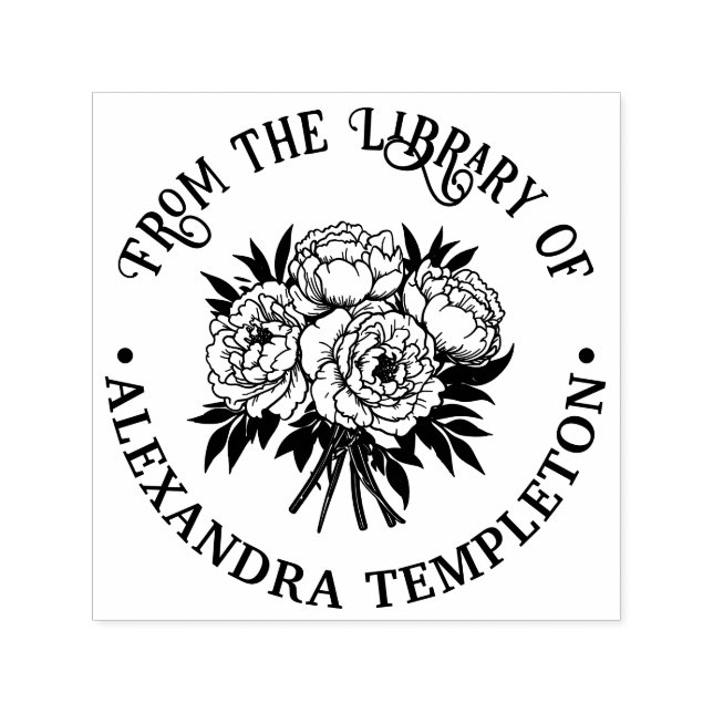 Bukett pioner bibliotek boknamn prägling självfärgande stämpel (Design)