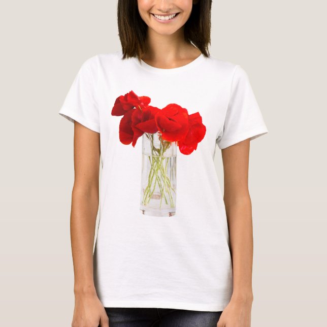 Bukett röda vallmor t shirt (Framsida)