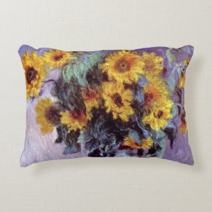 Bukett solrosor av Claude Monet, Vintage konst Prydnadskudde