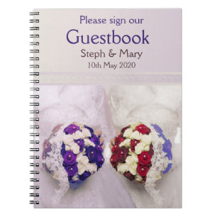 BukettbrudGuestbook för ett lesbiskt bröllop Anteckningsbok Med Spiral
