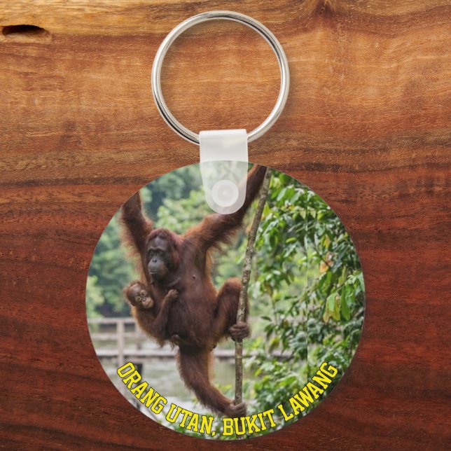 Bukit Lawang Sumatra Orangutan Jungle Keychain Nyckelring (Baksida)